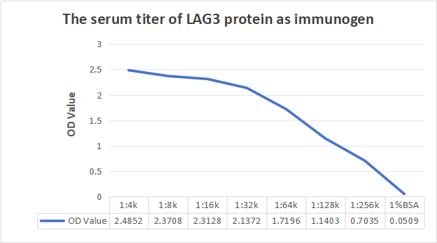 The serum titer of LAG3 protein as immunogen